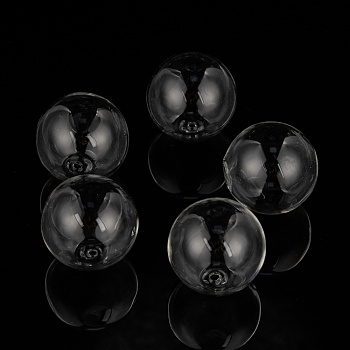 Handmade Blown Glass Globe Ball Bottles, One Hole, for Glass Vial Pendants, Round, Clear, about 28mm in diameter, hole: 2mm