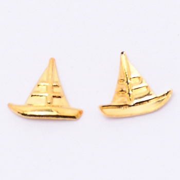 Alloy Cabochons, Epoxy Resin Supplies Filling Accessories, for Resin Jewelry Making, Cadmium Free & Lead Free, Sailboat, Golden, 7x8x1mm