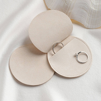 Velvet Jewelry Envelope Pouches, Jewelry Gift Bags, for Ring Necklace Earring Bracelet, Flat Round, Linen, 7cm
