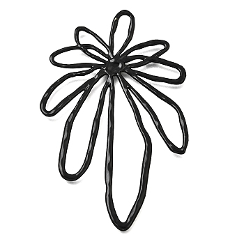 Spray Painted Alloy Big Pendants, Flower Charms, Black, 84.5x54.5~55x2.5mm, Hole: 16x4.5mm