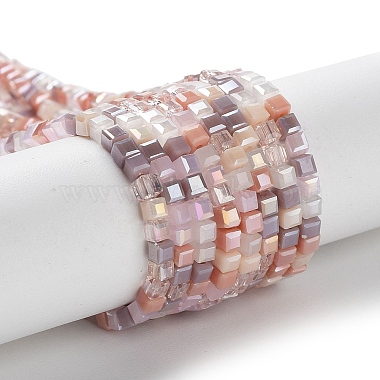 Rosy Brown Cube Glass Beads