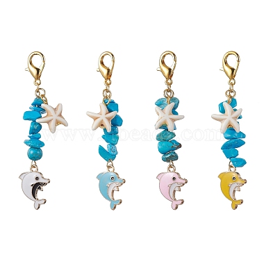 Mixed Color Dolphin Alloy+Enamel Pendant Decorations