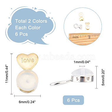 12Pcs 2 Colors Silicone with Brass Ear Nuts(FIND-AR0002-76)-2