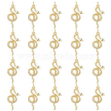 Golden Clear Snake Brass+Cubic Zirconia Pendants