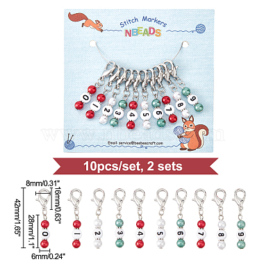 Christmas Theme Acrylic Beaded Locking Stitch Markers(HJEW-PH01755)-2
