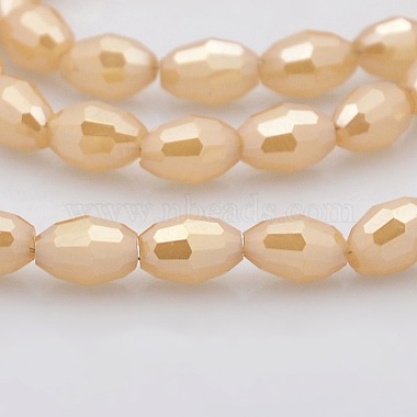 6mm Bisque Rice Electroplate Glass Beads