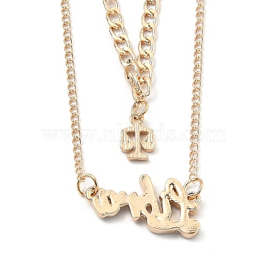 Alloy Double Layered Necklaces(NJEW-B0002-11G)-2