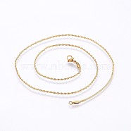 304 Stainless Steel Singapore Chain Necklaces, Water Wave Chain Necklaces, with Lobster Claw Clasps, Golden, 17.7 inch(45cm), 1.5x0.4mm(NJEW-O102-32G)