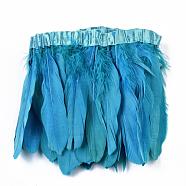 Fashion Goose Feather Cloth Strand Costume Accessories, Deep Sky Blue, 100~180x38~62mm, about 2m/bag(FIND-Q040-05J)