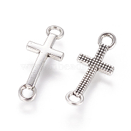 Tibetan Style Alloy Links connectors, Sideways Cross, Cadmium Free & Lead Free, Antique Silver, 20x8x2mm, Hole: 2mm(X-TIBE-Q066-07AS-RS)