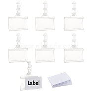 Rectangle Reusable Plastic Shelf Label Holders, Store Signs Holders with Hanger Clips, for Retail Shopping Mall Store, Supermarket Price Card & Ticket Display, White, 7.4x5.15x0.85cm(ODIS-WH0043-56A)