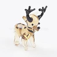 Home Decorations, Handmade Lampwork Display Decorations, Christmas Reindeer/Stag, Goldenrod, 20~26x15~20x20~30mm(LAMP-J084-08)