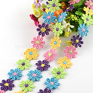Flower Polyester Ribbon, for Gift Packing, Colorful, 1 inch(26mm)x2mm, about 15yards/bundle(13.716m/bundle)(NWIR-R022-06)