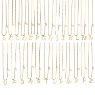 Letter A~Z Pendant Necklaces, with Brass Ball Chains, Cubic Zirconia Charms and 304 Stainless Steel Lobster Claw Clasps, Golden, 17.71 inch(40.5cm), 26pcs/set(NJEW-JN02837)