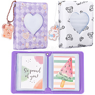 2 Books 2 Patterns 3 Inch PVC Mini Photo Album with Heart Window, with 2Pcs 2 Styles Cut Bear Acrylic Pendant Keychain, Mixed Color, Album: 110x81x26.5mm, Hole: 4mm; Keychain: 85~94mm(AJEW-CP0005-42)