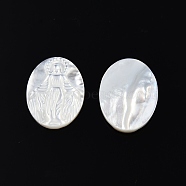 Natural White Shell Cabochons, Religion, Oval with Jesus, 18x14x2.5mm(SSHEL-N034-137)