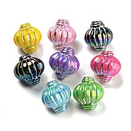 Opaque Acrylic Lantern Beads, with Silver Line, Mixed Color, 14x12.5~13.5mm, Hole: 3.5mm(MACR-P040-15A)