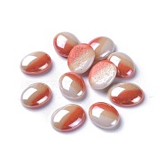 Opaque Glass Cabochons, Stripe Pattern, Oval, Colorful, 10x8x3mm(X-GGLA-S038-07D-8x10)