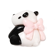 Opaque Resin Animal Cabochons, Cute Panda with Bowknot, WhiteSmoke, 19.5x20x8mm(X-CRES-M024-01B)