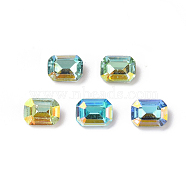 Light AB Style Glass Rhinestone Cabochons, Flat Back & Back Plated, Rectangle, Mixed Color, 8x6x4mm(RGLA-J018-A-LA)