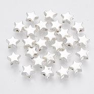CCB Plastic Beads, Star, Silver, 6x6.5x3.5mm, Hole: 1.2mm(X-CCB-S163-010A-02)