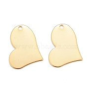 201 Stainless Steel Pendants, Heart, Real 24k Gold Plated, 19.5x26.5x0.9mm, Hole: 2mm(STAS-K217-62G)