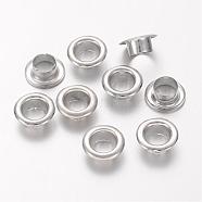 European Style Brass Eyelet Core, Grommet for Large Hole Beads, Platinum, 8.7x3.5mm, Hole: 4.8mm(KK-E391-P)