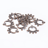 Tibetan Style Chandelier Components Links, Cadmium Free & Nickel Free & Lead Free, Ring, Red Copper, 26x25x2mm, Hole: 1.5mm(TIBEP-EA9736Y-R-FF)