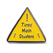 Triangle Alloy Enamel Brooch, Enamel Pin with Tired Math Student, Yellow, 25x28x11mm(JEWB-K005-07)