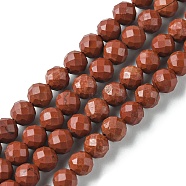 Natural Red Jasper Beads Strands, Faceted, Round, 4mm, Hole: 0.8mm, about 94~95pcs/strand, 15.35~15.55 inch(39~39.5cm)(G-F748-H01-03)