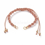 Adjustable Polyester Braided Cord Bracelet Making, with Brass Beads and 304 Stainless Steel Jump Rings, Golden, Sandy Brown, Single Chain Length: about 5-1/2 inch(14cm)(AJEW-JB00848-03)