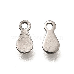 304 Stainless Steel Stamping Blank Tag Charms, Teardrop Charm, Stainless Steel Color, 6x3x0.5mm, Hole: 1mm(STAS-F311-04P-01)