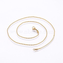 304 Stainless Steel Singapore Chain Necklaces, Water Wave Chain Necklaces, with Lobster Claw Clasps, Golden, 17.7 inch(45cm), 1.5x0.4mm(NJEW-O102-32G)