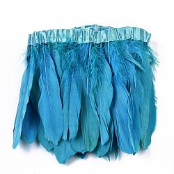 Fashion Goose Feather Cloth Strand Costume Accessories, Deep Sky Blue, 100~180x38~62mm, about 2m/bag(FIND-Q040-05J)
