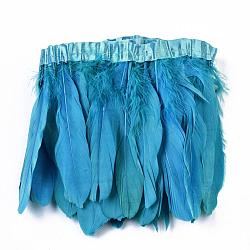 Fashion Goose Feather Cloth Strand Costume Accessories, Deep Sky Blue, Feather: 100~180x38~62mm, about 2m/bag(FIND-Q040-05J)