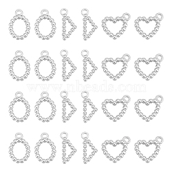 Unicraftale 24Pcs 3 Style 304 Stainless Steel Pendants, Triangle & Heart & Oval, Stainless Steel Color, 14~15x7~11x1.5~2mm, Hole: 1.6mm, 8pcs/style(STAS-UN0041-96)