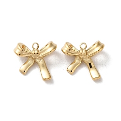 304 Stainless Steel Charms, Bowknot Charms, Real 14K Gold Plated, 13.5x14.5x6mm, Hole: 1.5mm(X-STAS-L022-395G-02)