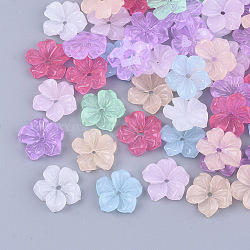 Resin Beads, for Jewelry Making, Flower, Mixed Color, 12.5x12.5x3.5mm, Hole: 1.2mm(RESI-T040-014)