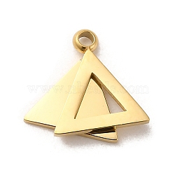 304 Stainless Steel Charms, Triangle Charm, Real 14K Gold Plated, 10.5x12x2mm, Hole: 1.6mm(STAS-L022-261G)