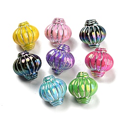 Opaque Acrylic Lantern Beads, with Silver Line, Mixed Color, 14x12.5~13.5mm, Hole: 3.5mm(MACR-P040-15A)