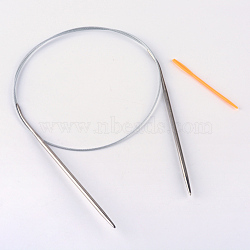 Steel Wire Stainless Steel Circular Knitting Needles and Random Color Plastic Tapestry Needles, More Size Available, Stainless Steel Color, 800x1.75mm, 2pcs/bag(TOOL-R042-800x1.75mm)