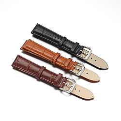 Leather Watch Bands, with 304 Stainless Steel Clasps, Mixed Color, 94~125x19x4~4.5mm(WACH-F017-08)