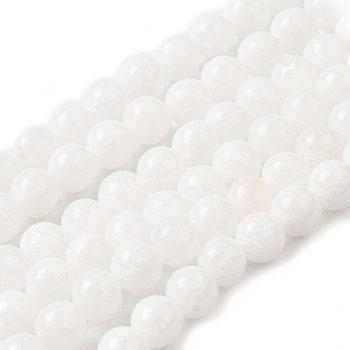 Natural Malaysia Jade Bead Strands, Round Dyed Beads, White, 10mm, Hole: 1mm, about 39pcs/strand, 15.4 inch
