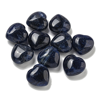 Natural Sodalite Beads, Half Drilled, Heart, 15.5x15.5x8mm, Hole: 1mm