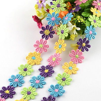 Flower Polyester Ribbon, for Gift Packing, Colorful, 1 inch(26mm)x2mm, about 15yards/bundle(13.716m/bundle)