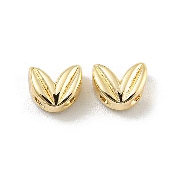 Brass Beads, Leaf, Real 18K Gold Plated, 5x6x3mm, Hole: 0.8mm