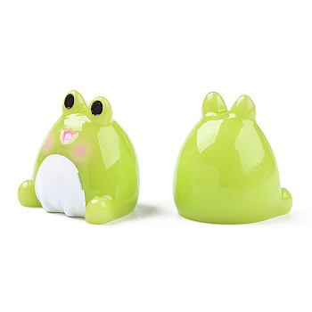 Cute Resin Animal Ornaments, Micro Landscape Display Decorations, Green Yellow, 20.5x20x17mm