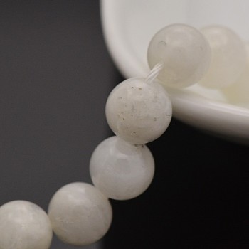 Natural Rainbow Moonstone Round Beads Strands, 6mm, Hole: 1mm, about 31pcs/strand, 7.6 inch