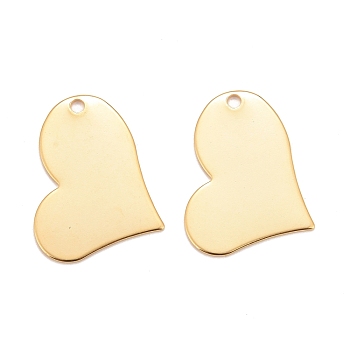 201 Stainless Steel Pendants, Heart, Real 24k Gold Plated, 19.5x26.5x0.9mm, Hole: 2mm