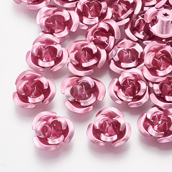Aluminum Beads, 3-Petal Flower, Deep Pink, 11~12x5.5mm, Hole: 1mm, about 950pcs/bag